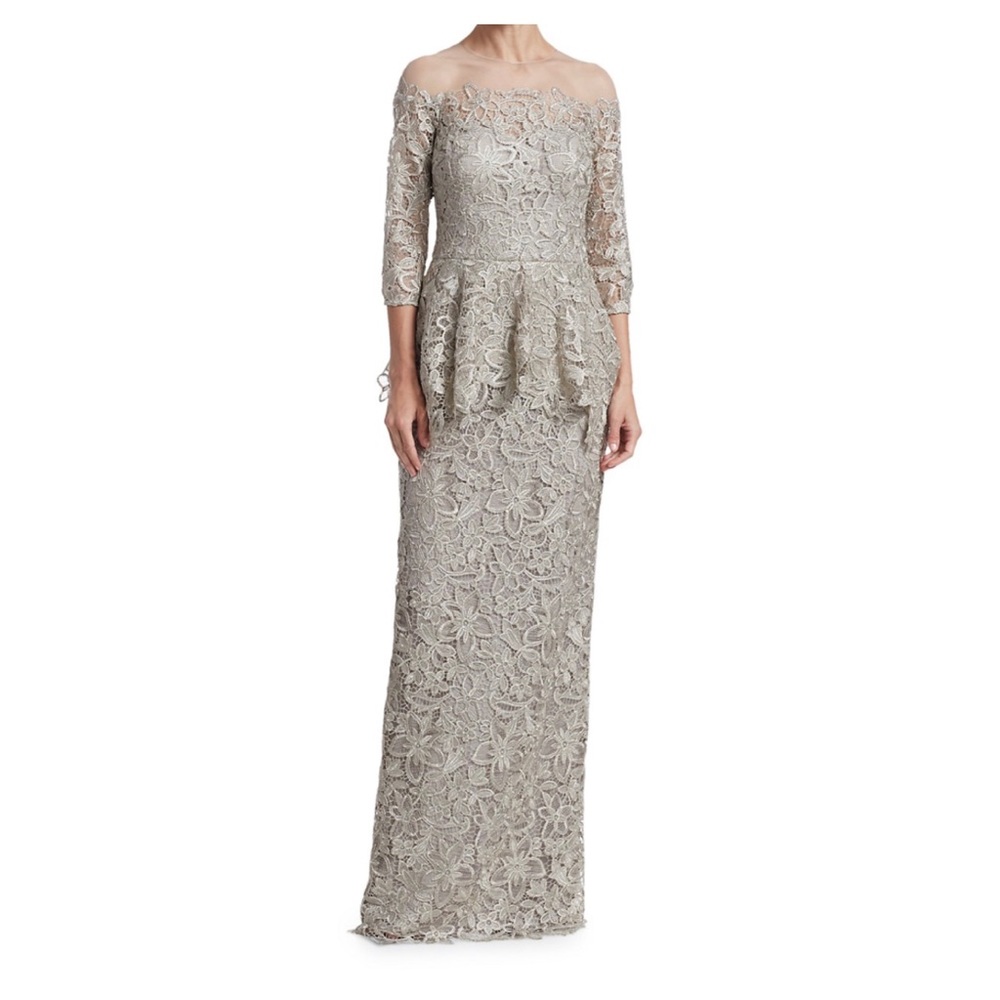 Rickie Freeman for Teri Jon Peplum Lace Dress Sz 2